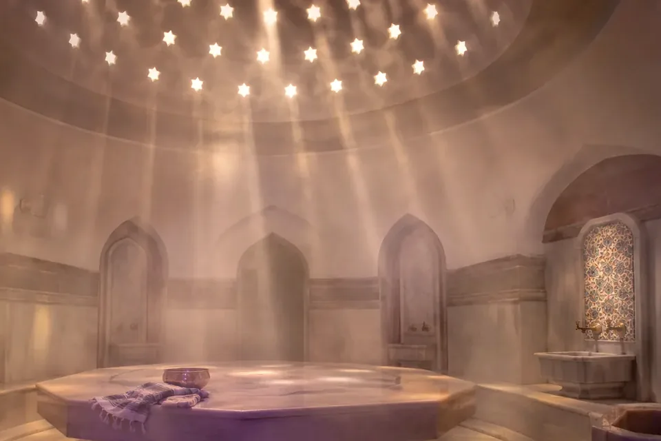 Elena Masaj Salonu, Güngören — hamam bölümü, kurna ve mermer